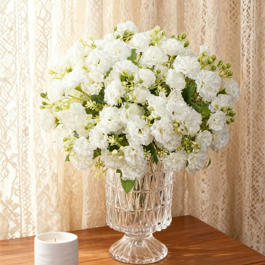 TTCY Seidenkarneationen Künstliche Blumen in Lila und Weiß für Dekorationen und Hochzeiten - Bild 1