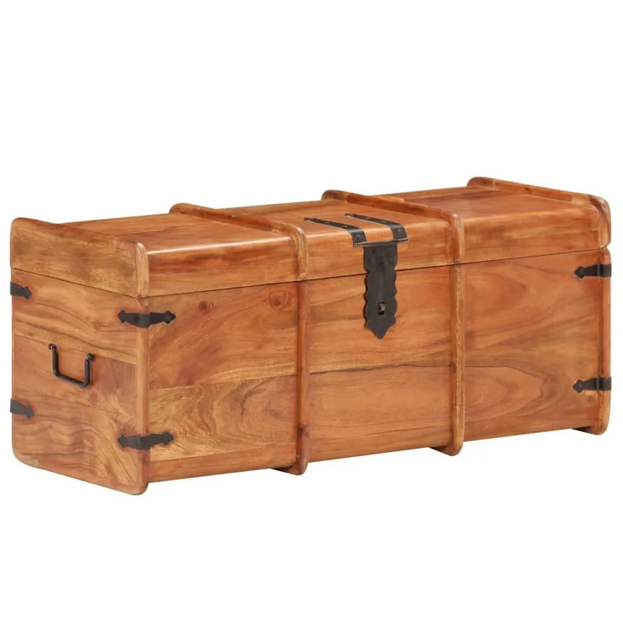 vidaXL Truhe aus Akazienholz in Dunkelbraun, B/T/H: 90 x 40 x 40 cm - Bild 2