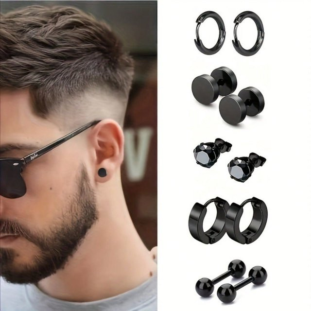 GDMN jewelry Ohrringe, Edelstahl, Schwarz, Zirkonia, Herren - Bild 1