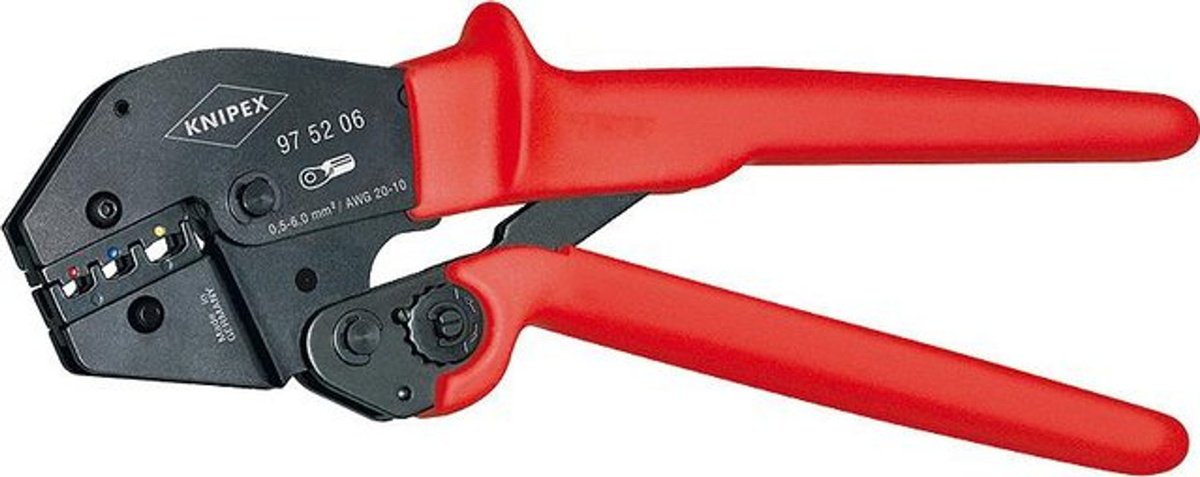 Knipex Crimpzange 97 52 06 für isolierte Kabelschuhe, Steckverbinder und Stoßverbinder 0,5 bis 6 mm² mit rutschhemmenden Kunststoff-Hüllen, 250 mm - Bild 2