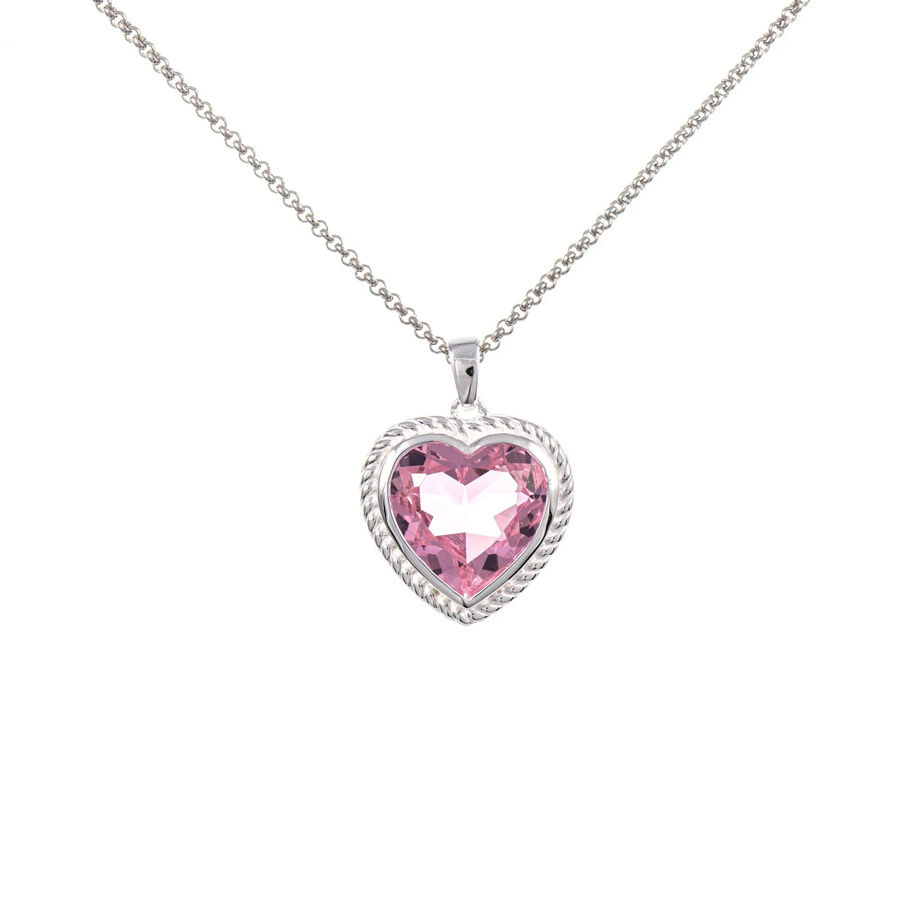 Dirndl Funkeln Anhänger Herz, 925 Silber, Zirkonia rosa, Damen - Bild 1