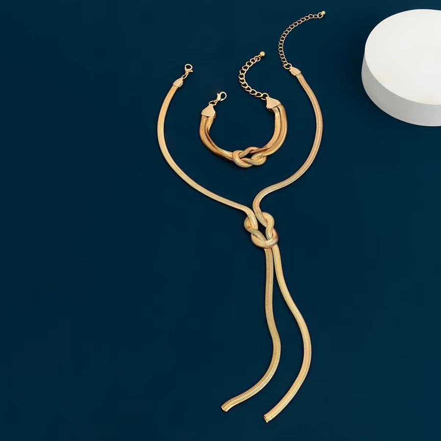 SHIXIN Schmuck-Set, Kreuz-Link-Kette und Armband, Gold, Damen - Bild 3