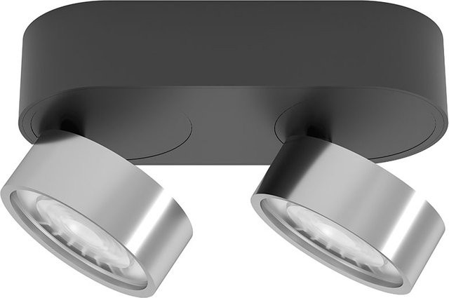 LUX-IT Swing 95 Round LED-Deckenstrahler 2-flammig, Schwarz und Silber, dimmbar mit dim2warm (1800K - 3000K) - Bild 1