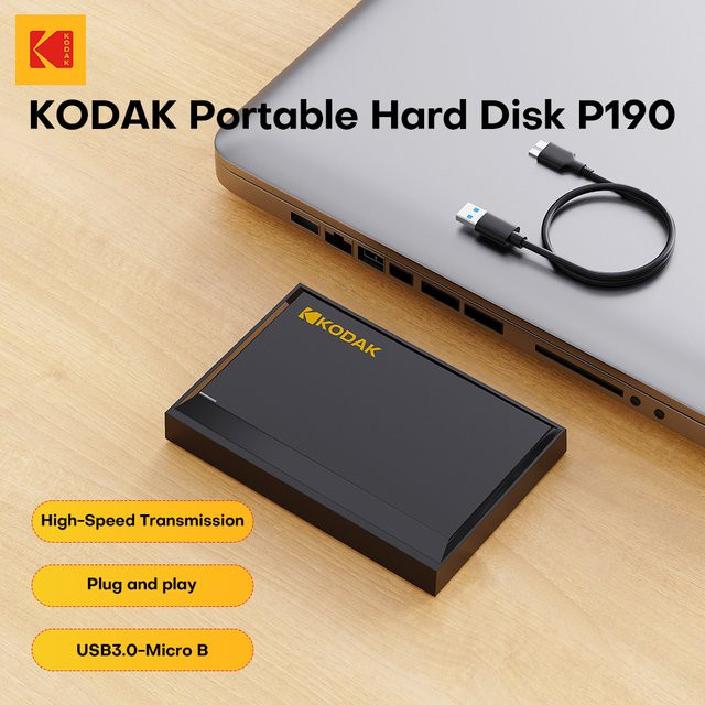 Kodak Externe Festplatte HDD 1TB Tragbare Gaming-HDD 5Gbps Schwarz - Bild 1