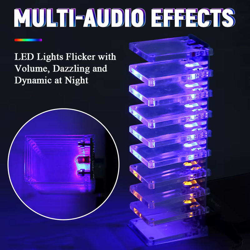UICPAL DIY LED Musik Spektrum Audio Display Kit mit Kristallspalte und LM358 LM339 Chips, mehrfarbig - Bild 3