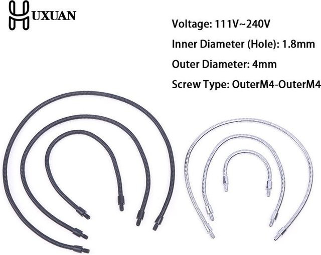 HUXUAN LED Gooseneck Mikrofon Halterung Flexibler Schwanenhals mit M4 Gewinde in Schwarz und Silber - Bild 1