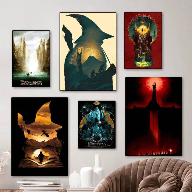 Rastar Der Herr der Ringe Film- und Anime-Poster, selbstklebende Wandkunst aus weißem Kraftpapier, mehrfarbig - Bild 1