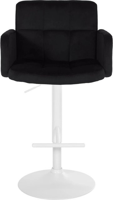 DELUKE 2er Set Barhocker SUTUN aus Samt in Schwarz und Weiß, höhenverstellbare Barstühle mit Lehne und 360 Grad Drehsitz, B/T/H: 60 x 56 x 93 cm - Bild 1