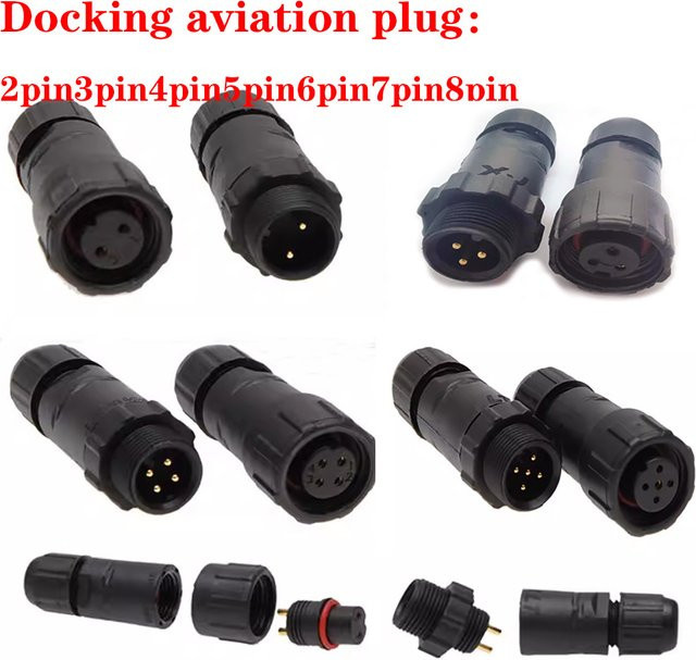 LAJQTAO IP67 M14 Luftfahrt-Steckverbinder wasserdichter Steckverbinder und Buchse in Schwarz - Bild 1
