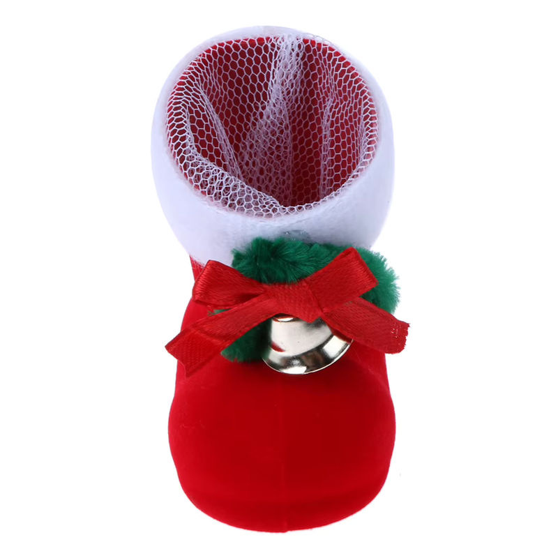ALLOYSEED Weihnachtsmann Süßigkeiten-Stiefel aus Textil in Rot als Hängeornament für Kinder und Weihnachtsdekoration - Bild 5