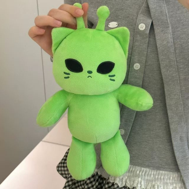 Yiran Health & Beauty Alien-Katzen-Stofftier, Plüschtier, 25cm, Grün - Bild 1