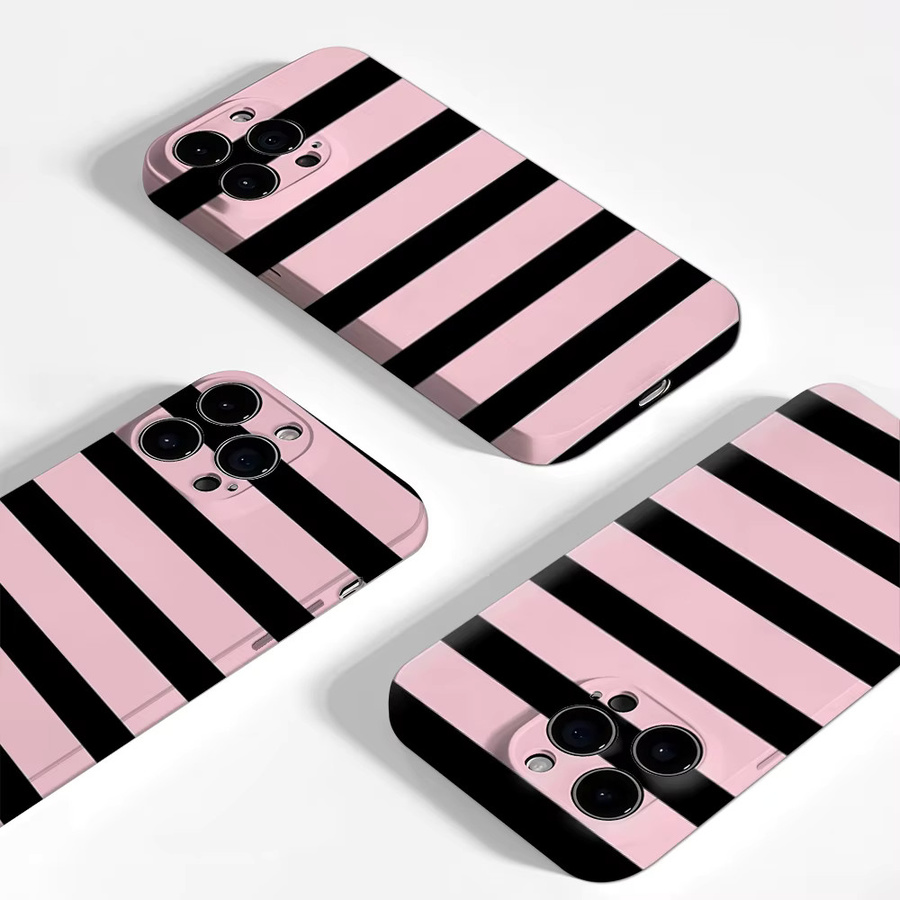 Potdemiel Robuste Handyhülle mit schwarzen Streifen in Rosa für iPhone 17 16 15 14 13 Pro Max Plus mit Magnetfunktion und Doppel-Schicht-Schutz - Bild 3