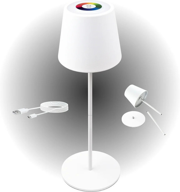 Schwaiger RGB Tischleuchte mit Touchsteuerung in Weiß, höhenverstellbar und wiederaufladbar - Bild 1