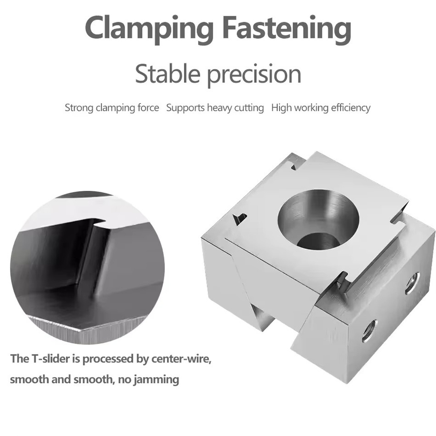 Präzisions-Schraubstock für CNC-Bearbeitung mit Doppel-Seiten-Vorrichtung und Multi-Station-Keilspannblock in Silber (M6, M8, M10) - Bild 2