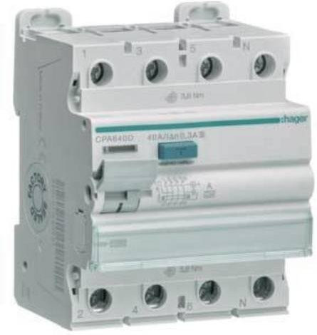 Hager CPA640D FI-Schutzschalter RCD 4-polig 40A 0,3A 400V in Blau und Weiß - Bild 1