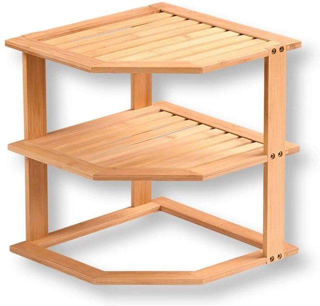 Kesper Eckregal aus FSC Bambus in Braun mit 2 Etagen für Küche, Bad oder Büro, B/T/H: 25 x 25 x 28 cm - Bild 1