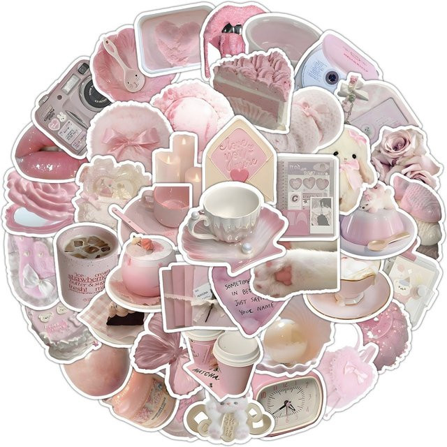 50 Stück Peach Moon Aufkleber mit Pfirsichblüten- und Frühlingsmotiv in Pink von Sticker Story Store - Bild 1