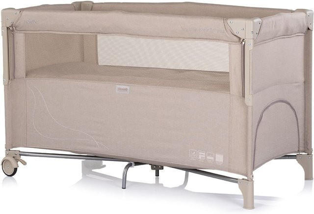 Chipolino Reisebett Relax aus Leinen in Beige und Braun, faltbar mit 2 Ebenen, Tasche und Rädern - Bild 1