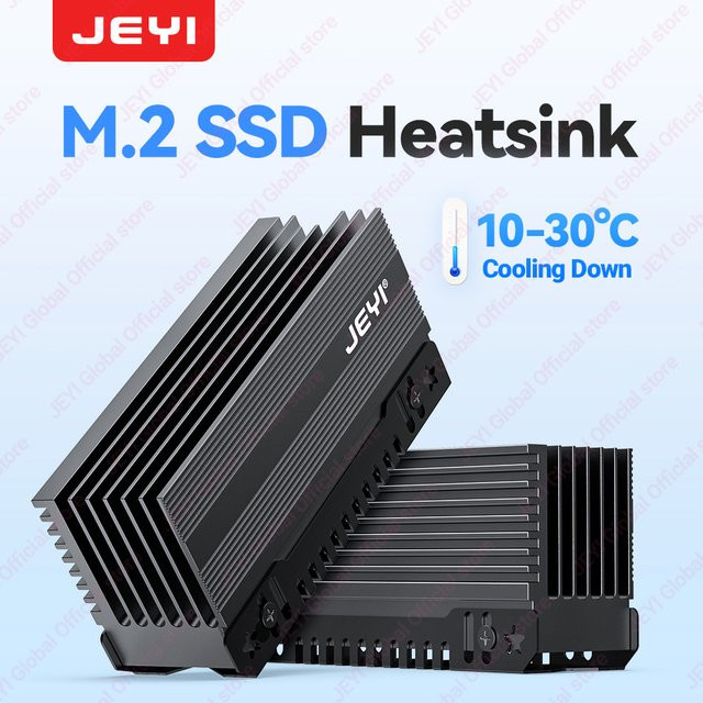 JEYI M.2 SSD Kühlkörper Aluminium-Thermokühler für NVMe und NGFF SATA, passiv, Silber/Schwarz - Bild 1