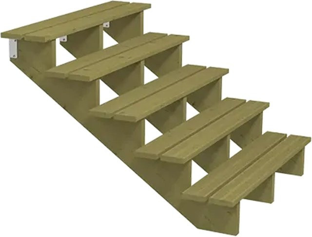 Plus A/S Terrassentreppe mit 5 Stufen aus druckimprägniertem Holz, B/T/H: 125 x 85 x 120 cm - Bild 1