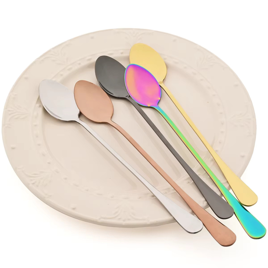 6-teiliges Löffel-Set von Zoseil aus Edelstahl in Silber und Multicolour mit langem Griff für Kaffee, Tee und Dessert - Bild 1
