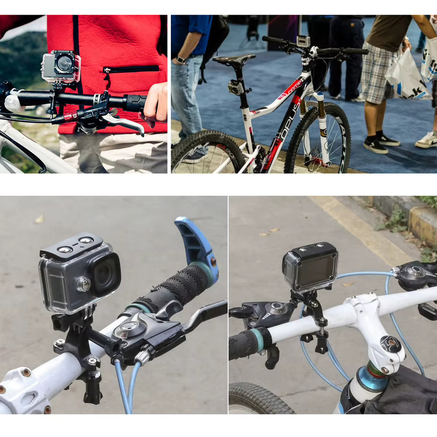 Autoeye Fahrradhalterung Schwarz für GoPro Hero 13 12 11 SJCAM SJ4000 und Xiaomi Yi 4K Klemme für Fahrradlenker und Sattelstütze - Bild 5
