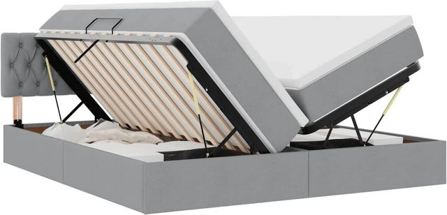 vidaXL Bett mit LED-Lichtleisten und Lift-up-Base in Hellgrau, B/T: 180 x 200 cm - Bild 1