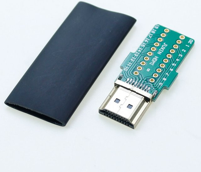 DIY Standard HDMI Lötstecker 19+1 Vergoldeter Reparaturstecker mit Schrumpfschlauch 19-Pin Kabelverbinder - Bild 1