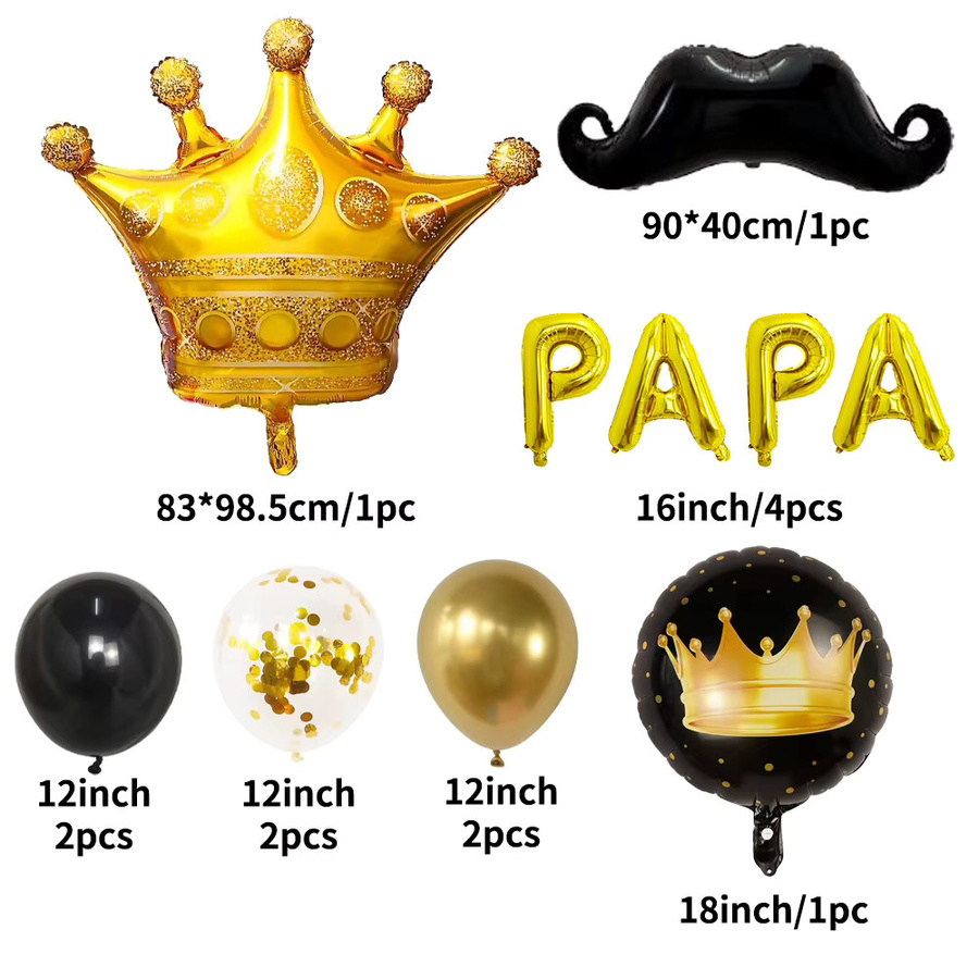 13-teiliges YAYB PAPA Ballon-Set in Gold zur Dekoration für Vatertag und Geburtstage - Bild 3