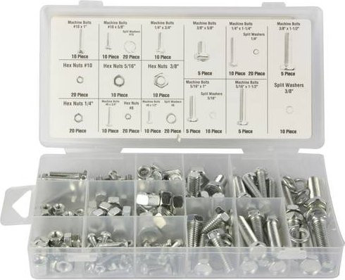 Toolland HAS06 Bolzen-Sortiment aus verzinktem Stahl in Silber, 240 Stück - Bild 1