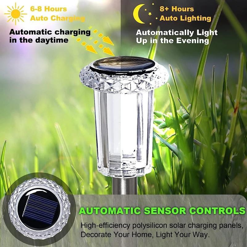 YWZT BEIMT Factory Solar Außenleuchten aus Edelstahl in Silber mit warmweißem LED-Licht und IP44 Wasserdichtigkeit für Garten und Hof - Bild 3