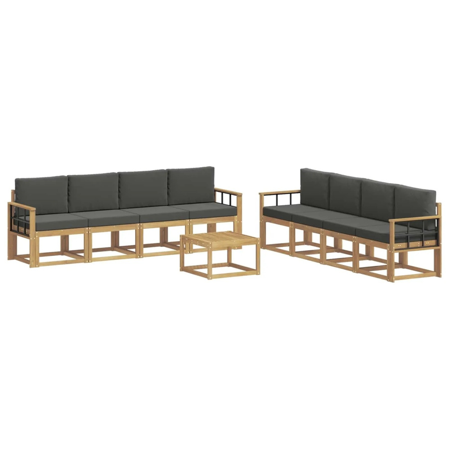 vidaXL Outdoor-Sofagarnitur 9-tlg. aus Akazienholz mit Kissen und Couchtisch in Weiß und Anthrazit - Bild 2