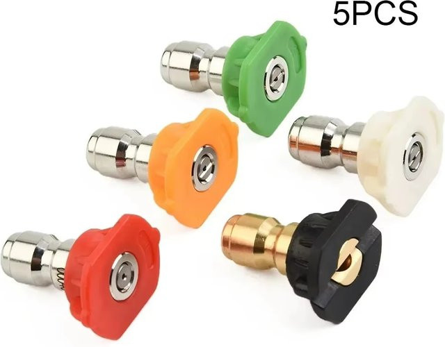 5-teiliges Set ZHOUYAN Hochdruck-Sprühdüsen für die Gartenreinigung mit 1/4 Zoll Schnellanschluss und 0-40 Grad Sprühwinkel, Multicolor - Bild 1