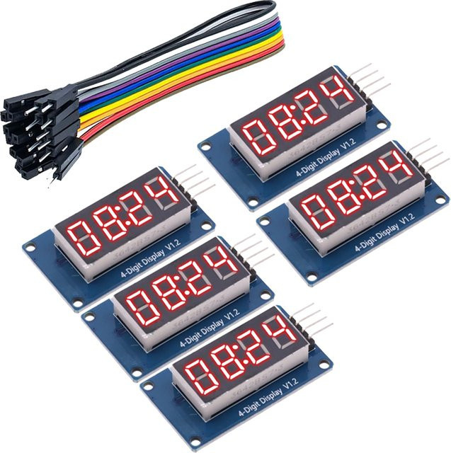 AOKIN TM1637 Digitales LED-Anzeigemodul mit 4 Bits und 7-Segment-Anzeige für Arduino, rote Anode, 0,36 Zoll - Bild 1