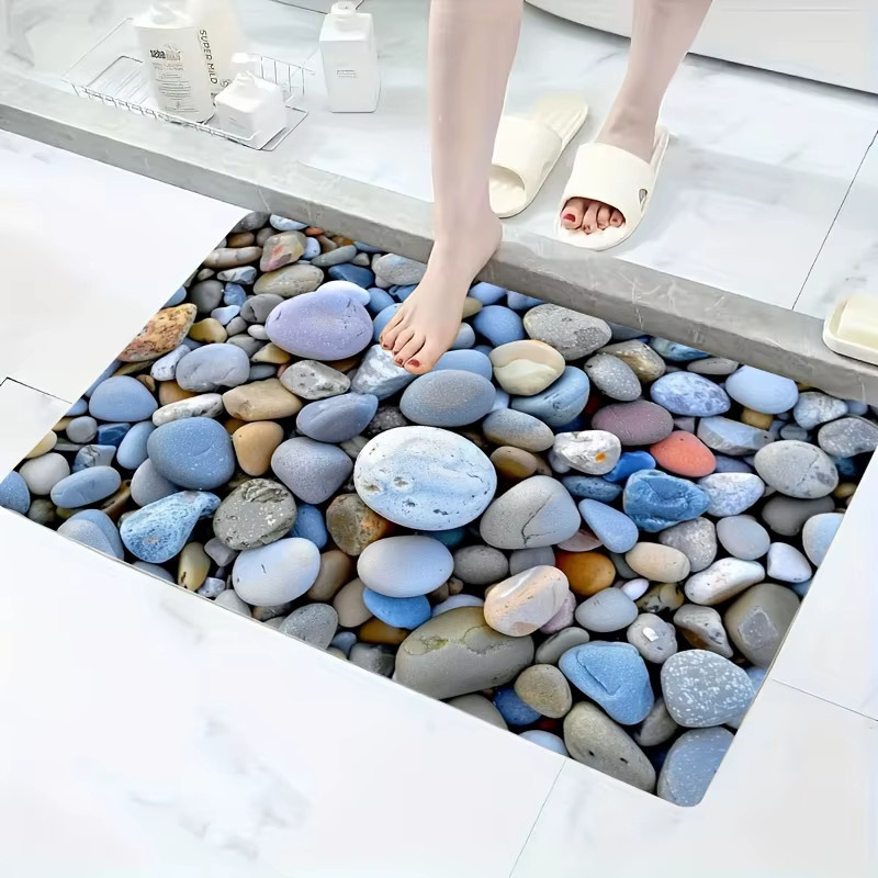 VIKAMA Natural Healing Pebble Badezimmermatte, wasserabsorbierend und rutschfest, Mehrfarbig, B/T: 60 x 40 cm - Bild 3