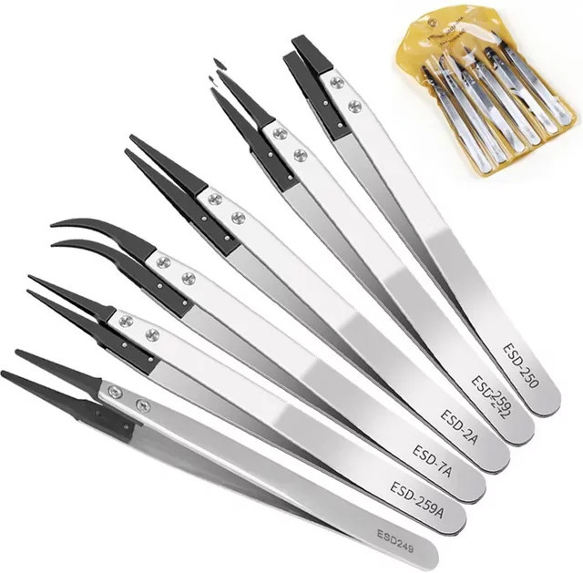 Pinzette aus rostfreiem, antistatischem Kunststoff, Silber, Unisex - Bild 1