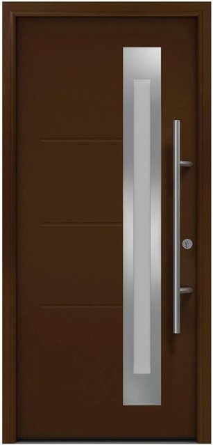EcoStar Haustür Isopro Secur IPS 780S mit Glaseinsatz, Terrabraun, B: 110 cm, H: 210 cm, DIN Rechts - Bild 1