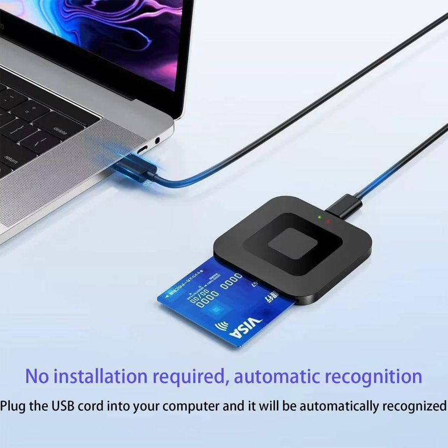 UTHAI X05 Quadratischer Smartcard-Leser USB 2.0 in Schwarz für ATMC AC DNI IC Bankkarten - Bild 2