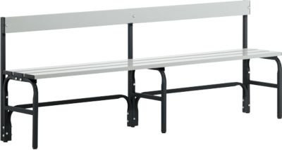 Sypro Umkleidebank mit Rückenteil aus Edelstahlrohr und Alu, anthrazit, Breite: 200 cm - Bild 1