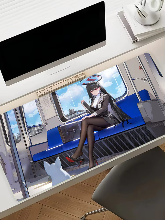 Blue Archive Tsukatsuki Rio XXL Gaming Mauspad in Multicolour, rutschfeste Schreibtischunterlage aus Gummi für PC und Laptop - Bild 7
