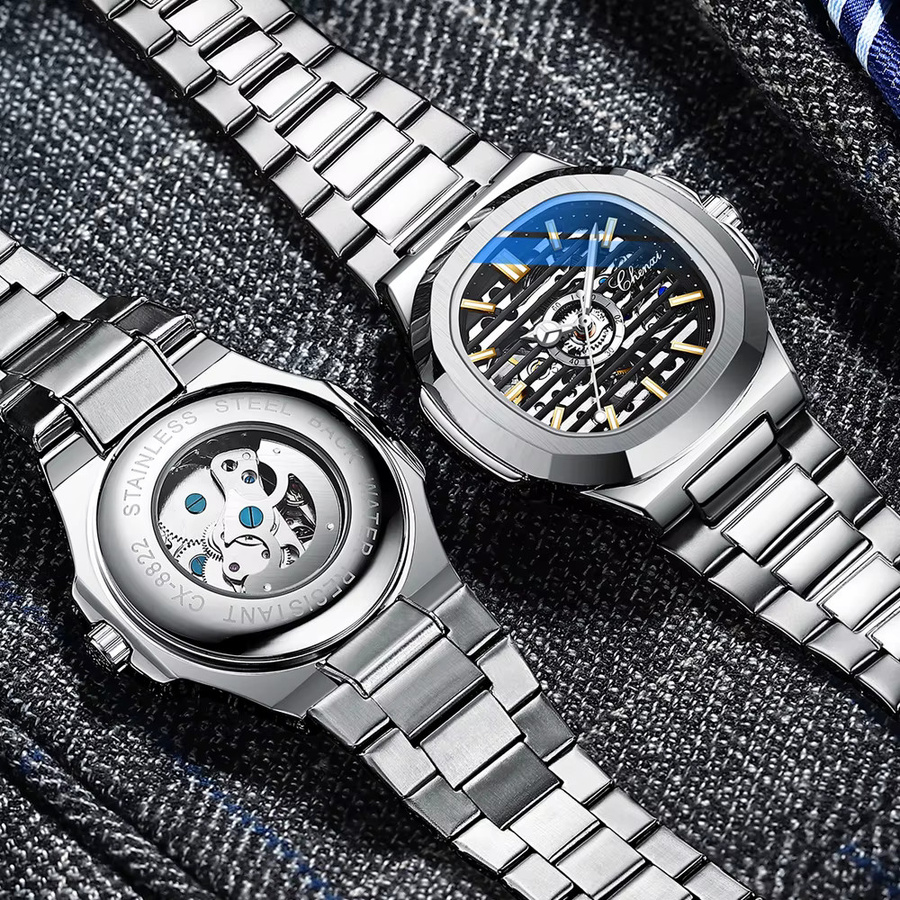 CHENXI Automatik-Armbanduhr Edelstahl, Silber Green, Herren - Bild 4