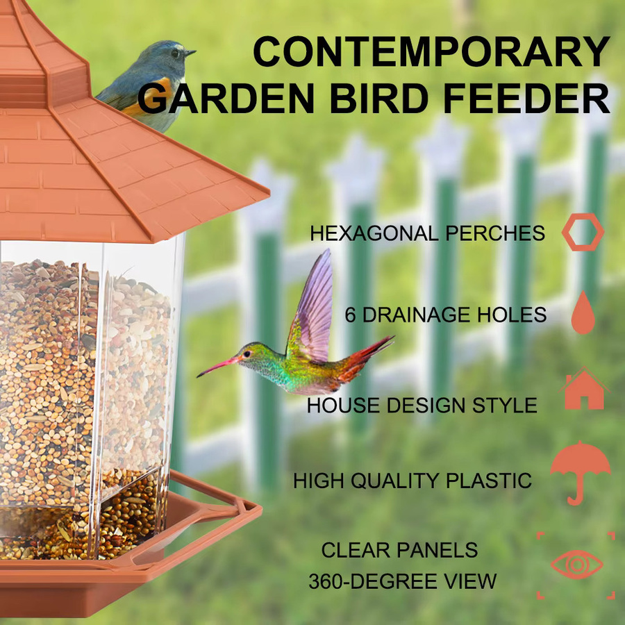 Automatischer Vogel-Futterspender als Hänge-Pavillon mit mehreren Löchern für Nussfütterung im Außenbereich - Bild 2