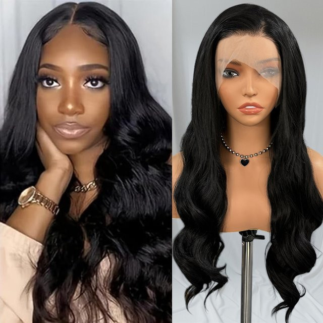 UStyleHair Lace-Front-Perücke, Kunsthaar, tiefe Wellen, Schwarz, Damen - Bild 1
