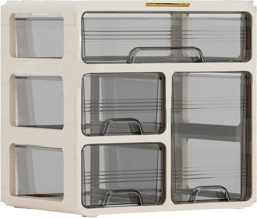 Schreibtischorganizer von aimo mit Schublade und mehreren Fächern aus Kunststoff in Grau