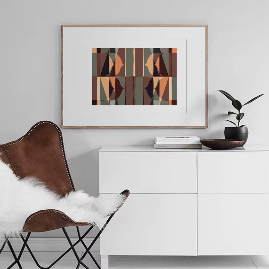 Potdemiel Wandkunst Leinwand mit abstrakter geometrischer Motivierung im Nordic-Stil für dein Wohnzimmer - Bild 4