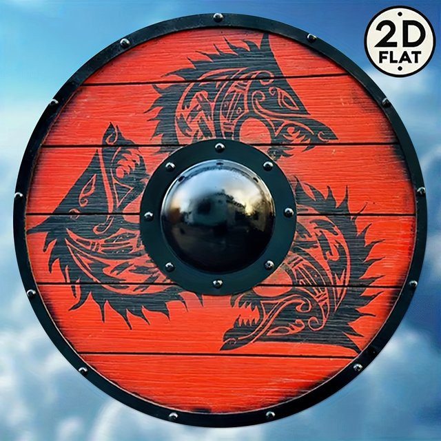 Potdemiel Metallschild Viking Wolf Head Vintage, rund, Farbe: Rot, Durchmesser: 20,32 cm - Bild 1