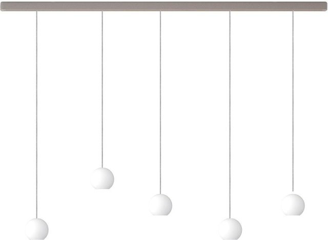 KOMOT KOS Quinto S LED-Pendelleuchte mit Schiene, 200 cm, Nickel matt und Edelstahl, Opalglas, Tunable White (2200K - 4200K), dimmbar und höhenverstellbar - Bild 1