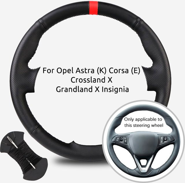 Taoleqi Lenkradbezug Flechtverkleidung für Opel Astra K, Corsa E, Crossland X, Grandland X und Insignia in Schwarz - Bild 1