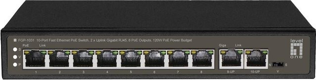 LevelOne FGP-1031 Unmanaged Gigabit Ethernet Netzwerk-Switch mit Power over Ethernet (PoE) in Schwarz - Bild 1