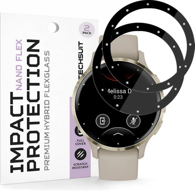 Techsuit Nano Flex Schutzfolie für Garmin Venu 3S, Kunststoff, Schwarz - Bild 1